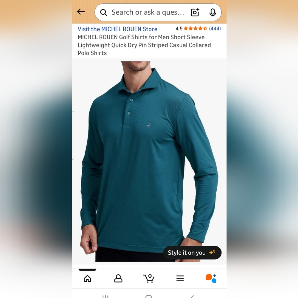 Michel Rouen Turquoise Performance Long Sleeve Polo Shirt